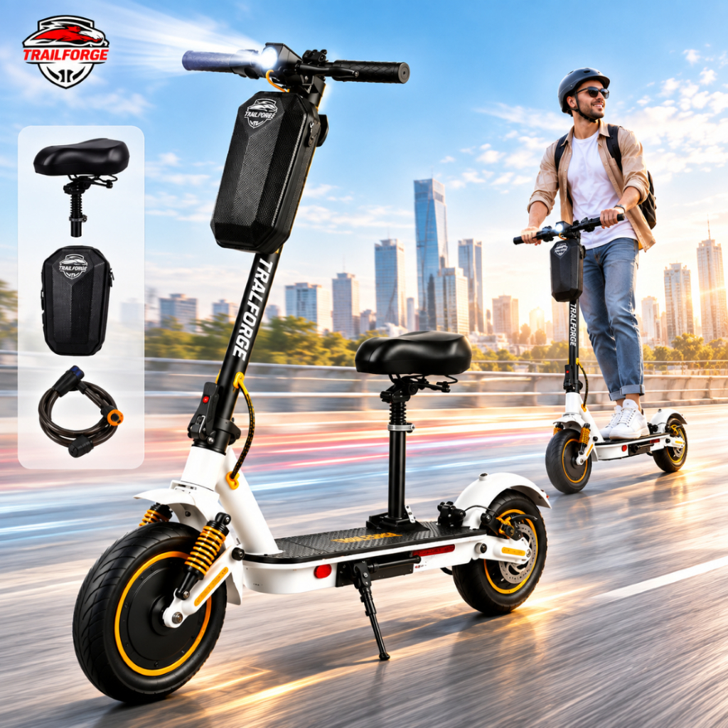 Trailforge Patinete Elétrico Potente Motor Scooter Adulto 800W Dobrável Alta autonomia 48V 12.5A