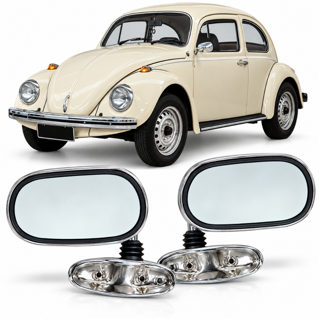 Par Retrovisor Universal Cromado Fusca Gol Buggy