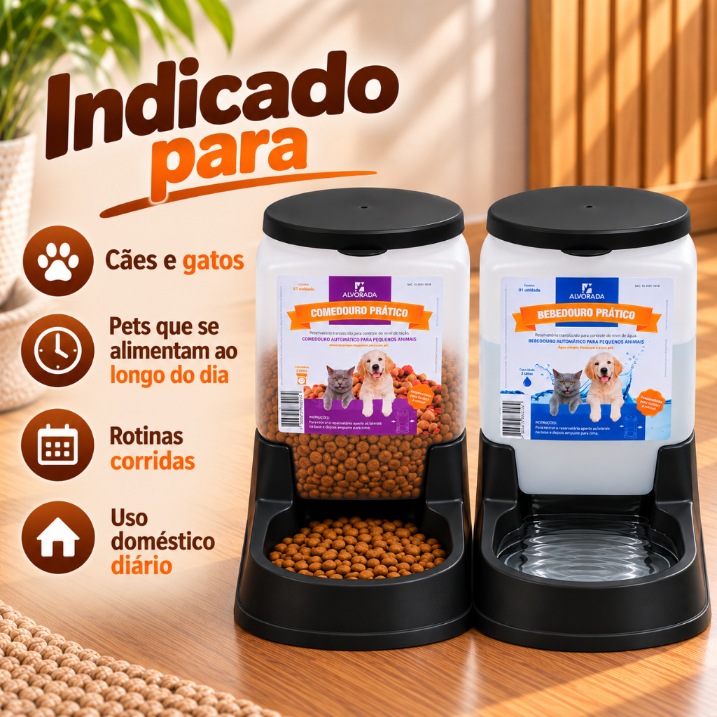 Kit Bebedouro e Comedouro Automático 3L para Cães e Gatos Alimentador Pet Prático Alta Capacidade — imagem 2 de 2