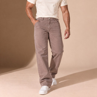 Calça Jeans Masculina Reta Tradicional Boca Larga Estonada