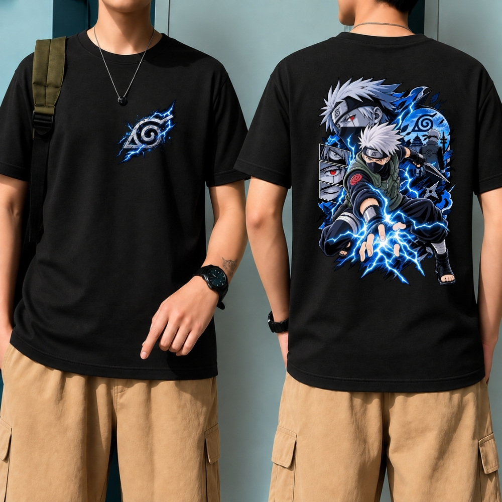 Camiseta Kakashi Naruto Sensei Personagem Estampado 100% Algodão Plus Size Unissex Várias Cores