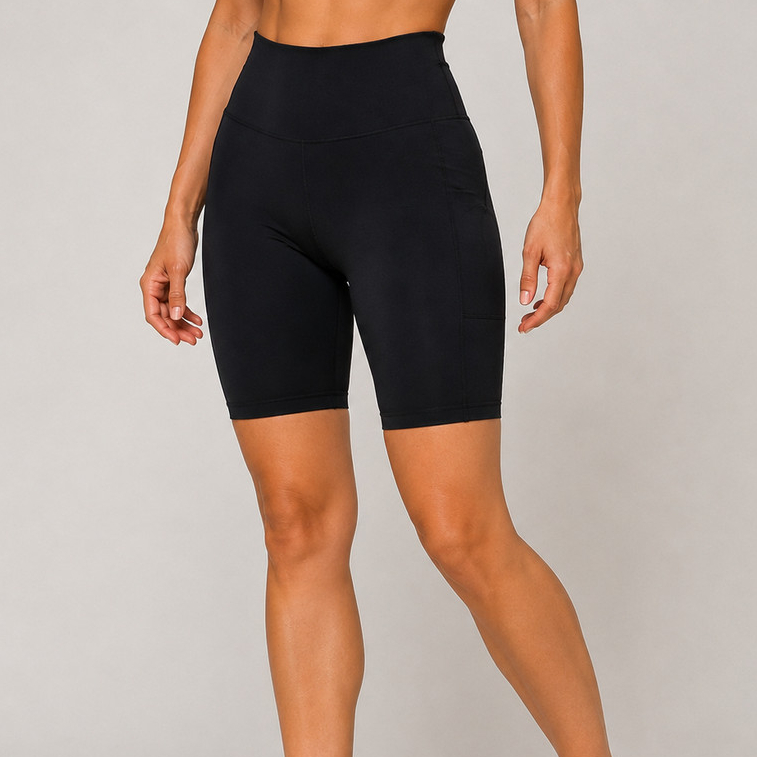 Bermuda Feminina Poliamida Fitness Academia Zero Transparência Cintura Alta Short Treino
