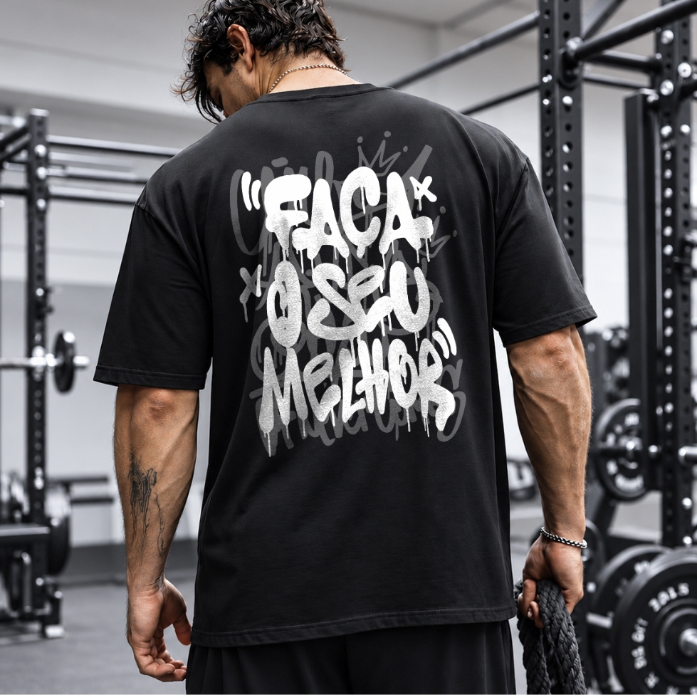 Camiseta Oversized Unissex Academia Faça Musculação Grande Streetwear Algodão