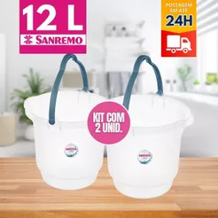 Kit 2 Baldes Plásticos Transparente com Alça 12L Hydrus Sanremo