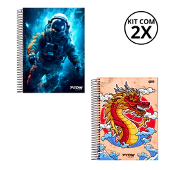 Kit 02 Cadernos Universitário 15 Matérias 240 Folhas Flow - Jandaia