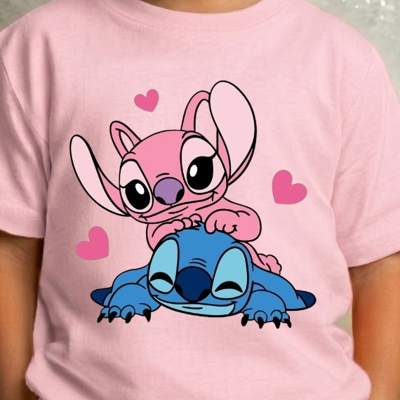 Camiseta Infantil Stitch 100% Algodão Blusa Juvenil Menina Tendência Moda Feminina