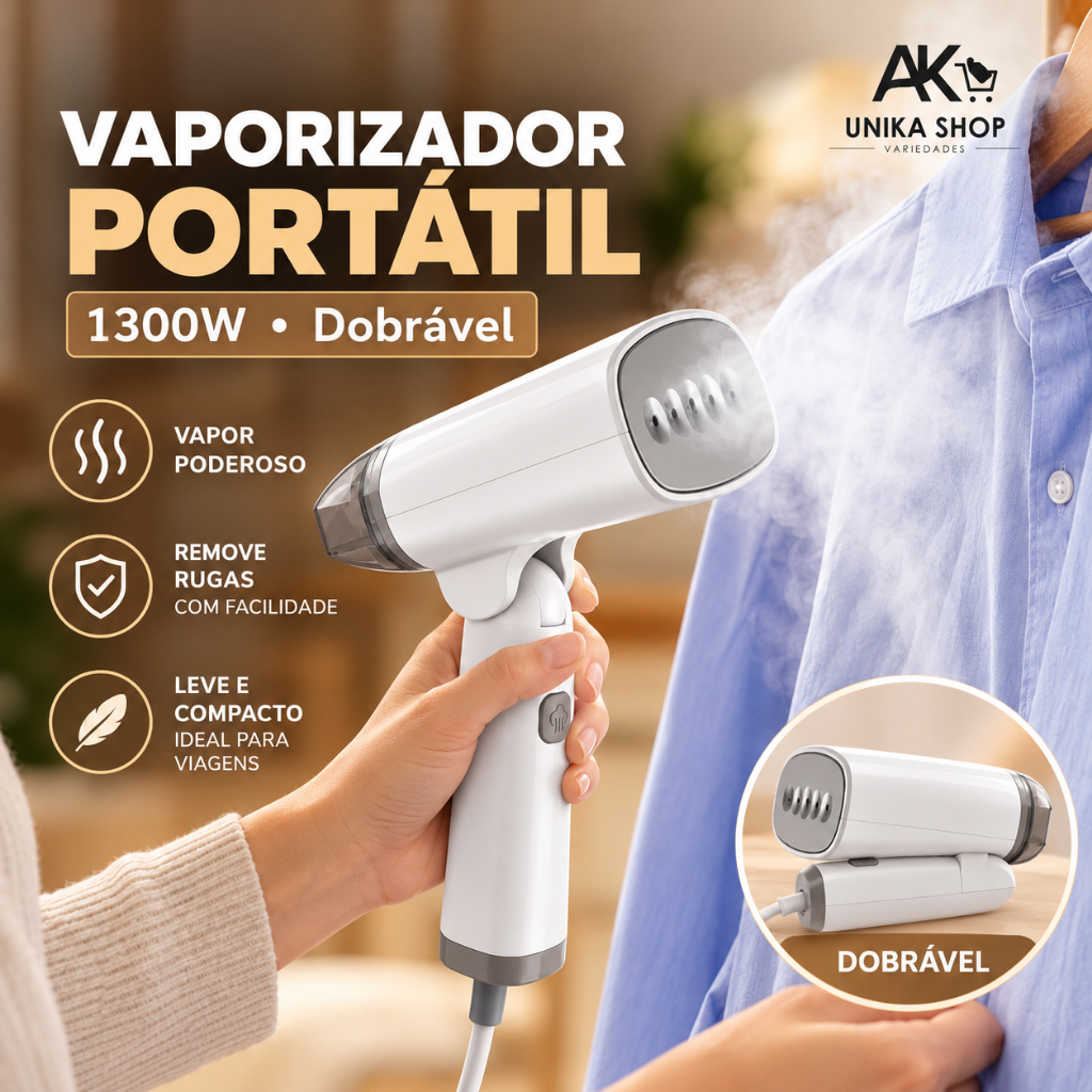 Vaporizador de Roupas Portátil 1300W Passador a Vapor Dobrável HB668 110V