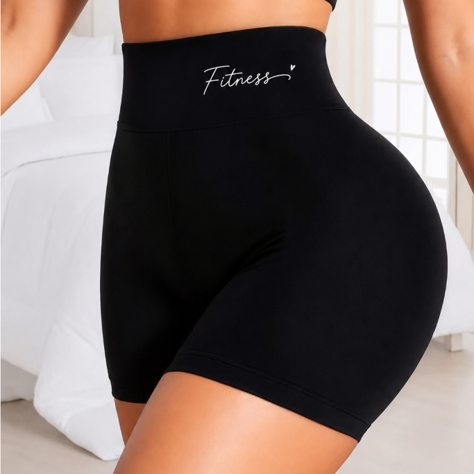 Short Fitness Premium Feminino Fitness Coração Cós Alto Academia Treino Corrida Cintura Alta Modelador Confortável