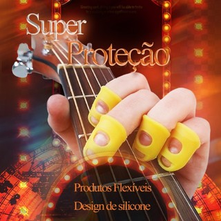 Protetores de dedos de Silicone Amarelo para Tocar Violão, Guitarra, Ukulele, Cavaco e Baixo Tamanho Pequeno