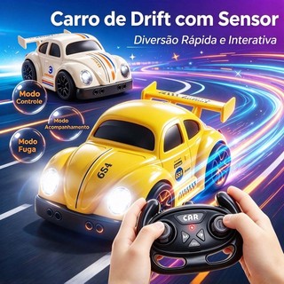 Mini Carrinho RC 1:64 2.4G com Controle Remoto Drift Sensor Inteligente Luzes LED e Sons Brinquedo Infantil