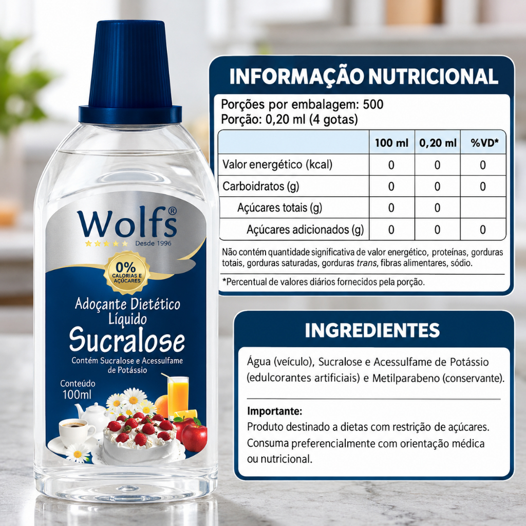 Adoçante Dietetico Wolfs Sucralose Gotas 100ML — imagem 2 de 2