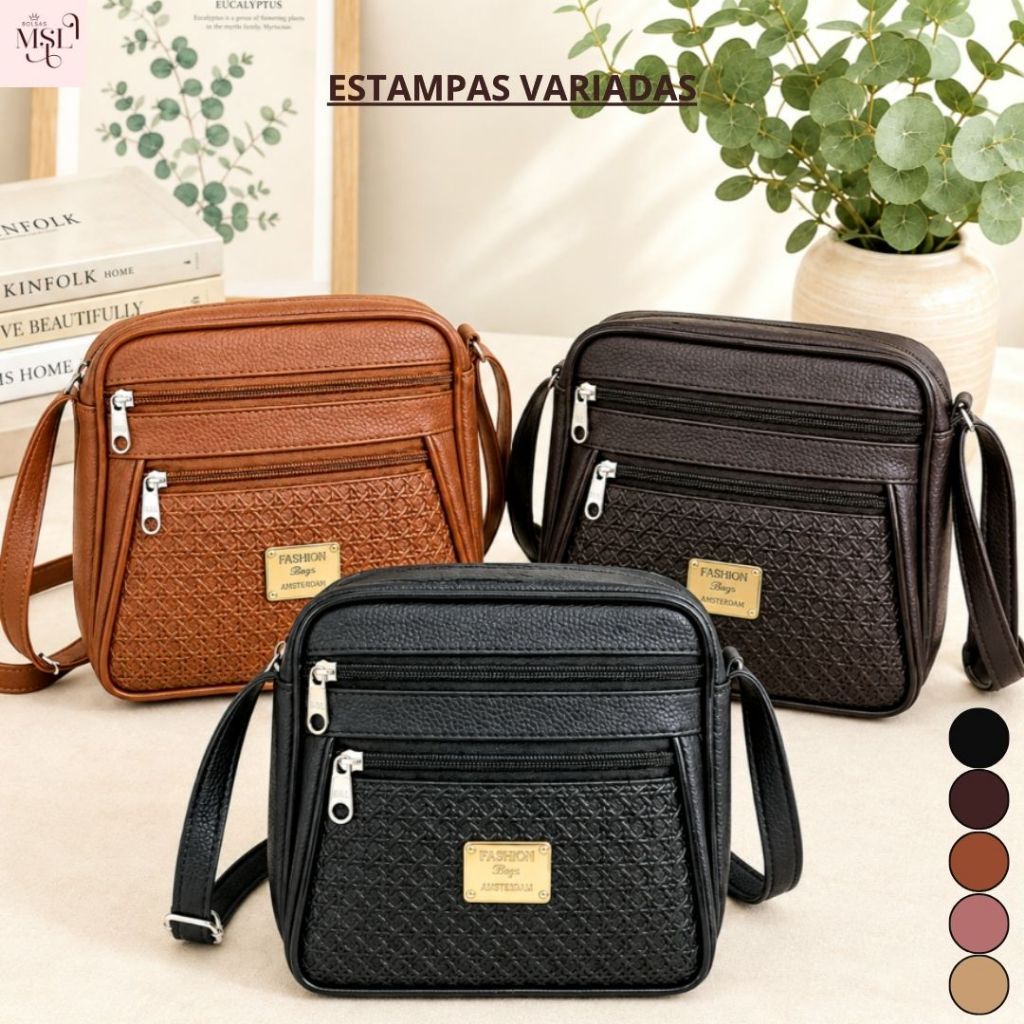 Bolsa Feminina Pequena Transversal Moderna Estampada Floral Alça Regulável