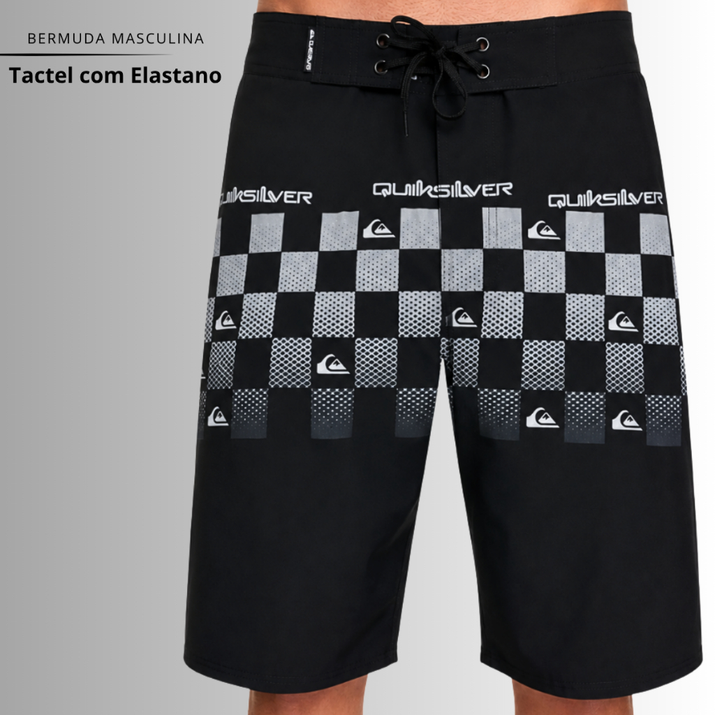 Bermuda Masculina Tactel Com Elastano Estampada Shorts Praia Mod.63