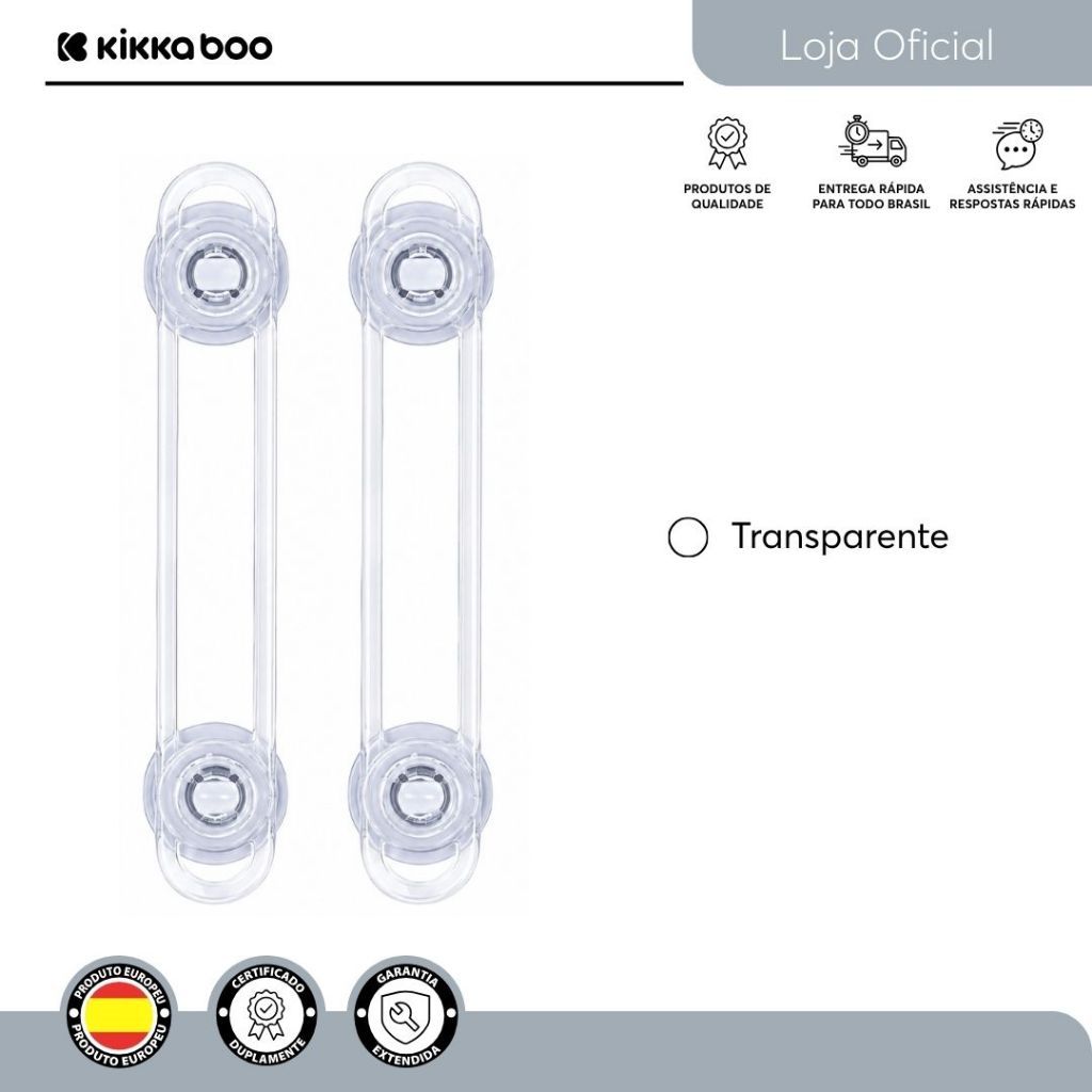 Trava Segurança Bebê Gaveta Armário Multiuso Flexível Adesiva 2 Peça Proteção Criança Kikkaboo · foto 2