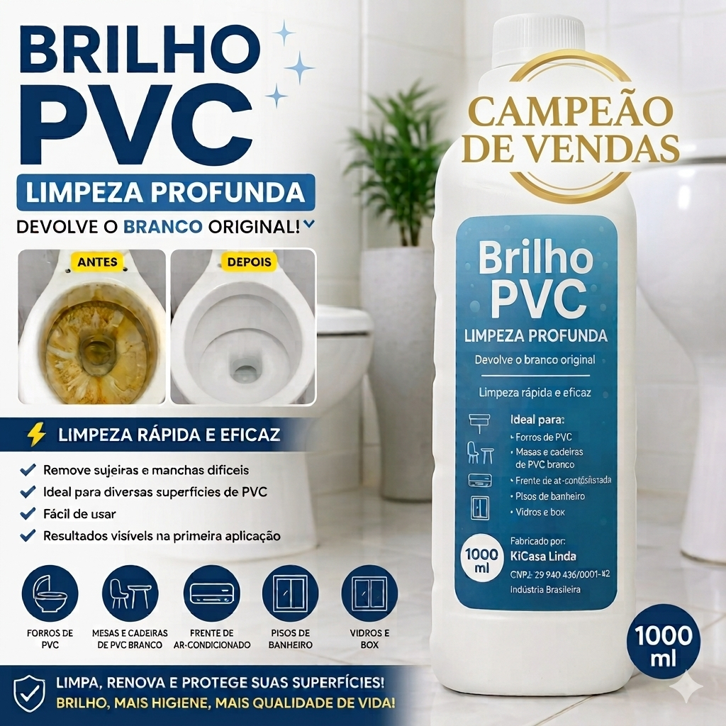 Limpeza Pesada Flotador KicaSaLinda 1 Litro – Limpa Forro PVC, Vasos Sanitários, Pisos e Muito Mais
