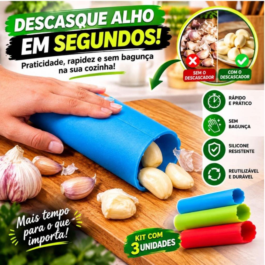 Descascador De Alho Sem Deixar Cheiro Nas Mãos Cozinha Tubo De Silicone Tira Casca