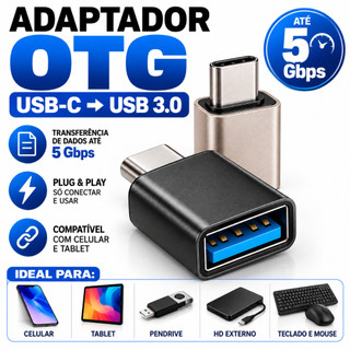 AAdaptador OTG USB C Macho para USB 3.0 Fêmea Celular Tablet Transferência 5gbps Dados Carregamento