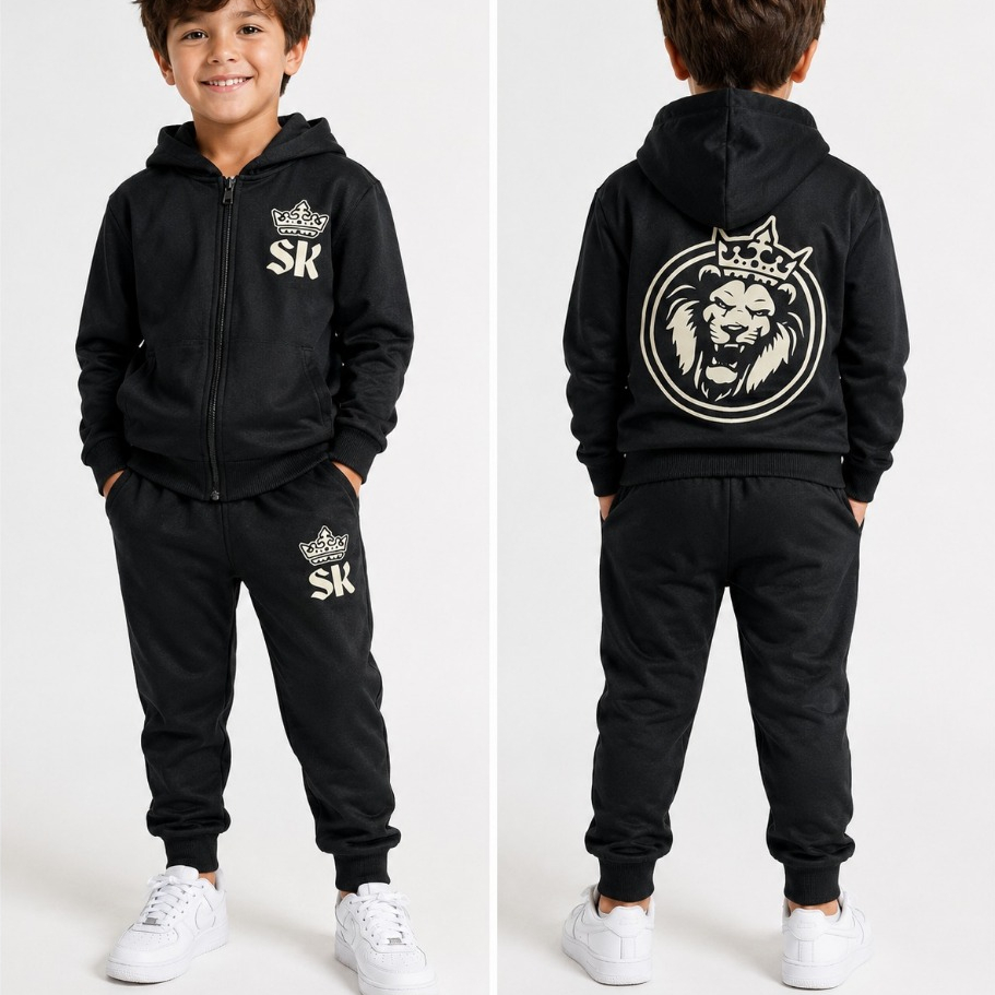 Conjunto de Frio e infantil juvenil Moletom Calça e Casaco Masculino Inverno 2 ao 14 Anos