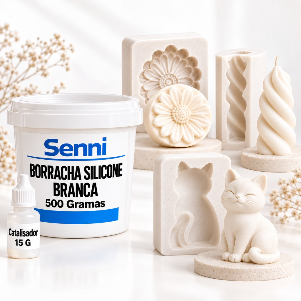 Borracha De Silicone Branca Alta Flexibilidade para Moldes 500 Gramas + Catalisador 15 g