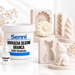 Borracha De Silicone Branca Alta Flexibilidade para Moldes 500 Gramas + Catalisador 15 g
