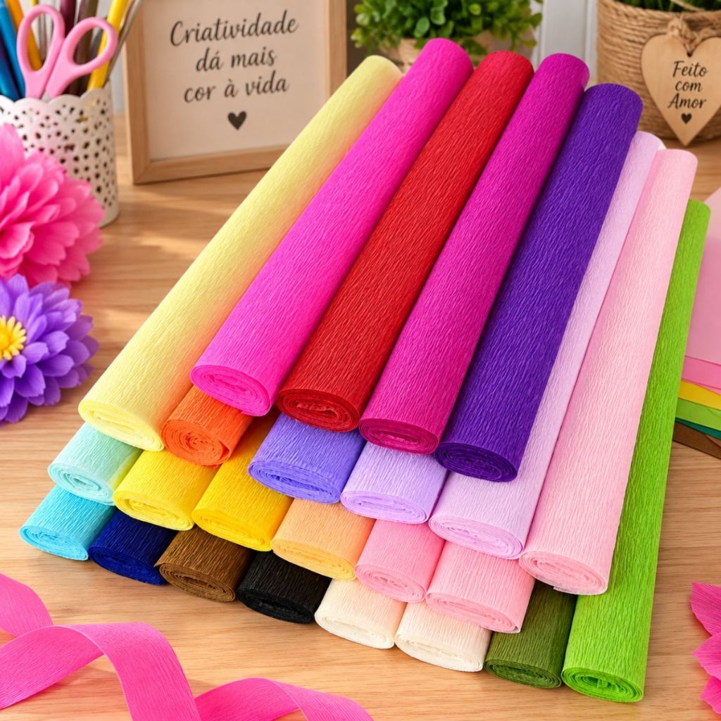Papel Crepom Super Crepe Tipo Italiano 48x250cm Crepom Grosso Aspero Super Escolar Artesanato · foto 2