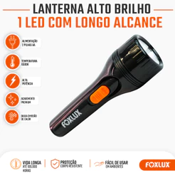 Lanterna LED Foxlux 15cm 1 LED 0,5W 6500K Alto Brilho