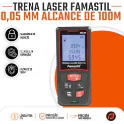 Trena Laser Digital Famastil 0,05 a 100 Metros Precisão 2mm