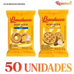 Biscoito Bauducco Banana Canela e Leite - Kit com 50 unidades
