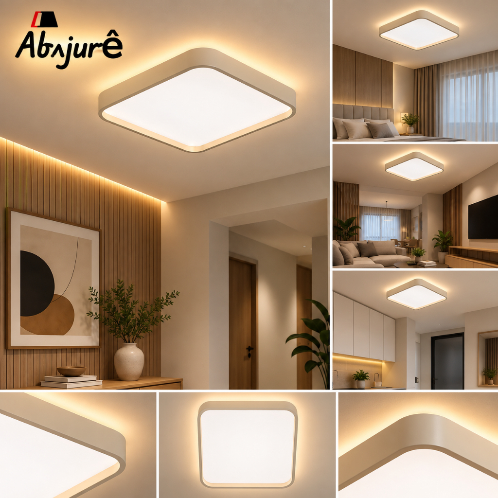 Plafon LED 3 em 1 Moderno Bivolt LED Integrado Quadrado Sobrepor Luz Quente Fria Neutra