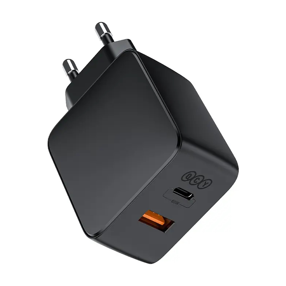 Carregador Rápido QCY Turbo GaN 65W USB-A e USB Tipo-C