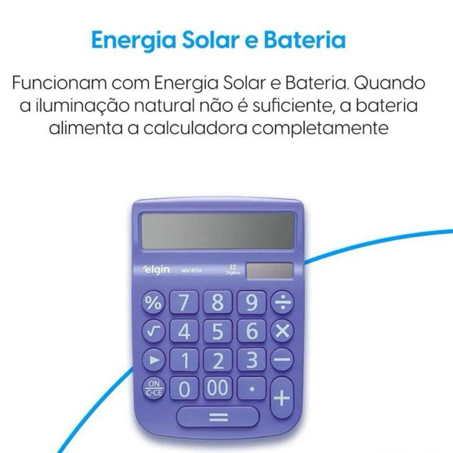 Calculadora Elgin- 12 Dígitos Função Correção Azul — imagem 2 de 2