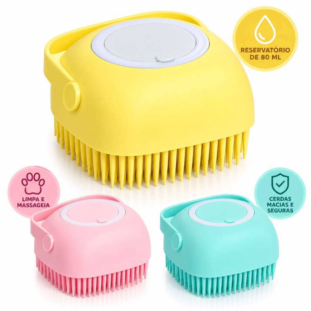 Lava Pelo Pet Escova Banho Cachorro Gato Dispenser Shampoo Cor Sortidos