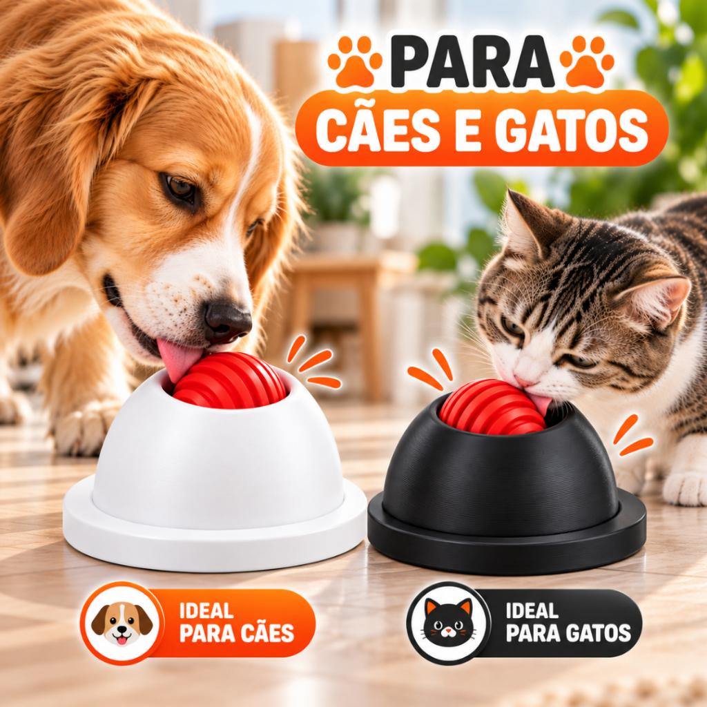 Lambedor Pet Bolinha Rotativa Cães e Gatos | Tapete de Lamber Interativo Antiestresse