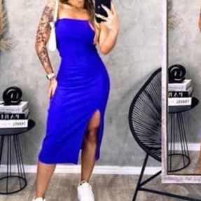 vestido canelado tomara que caia mini com fenda elegante ousadia