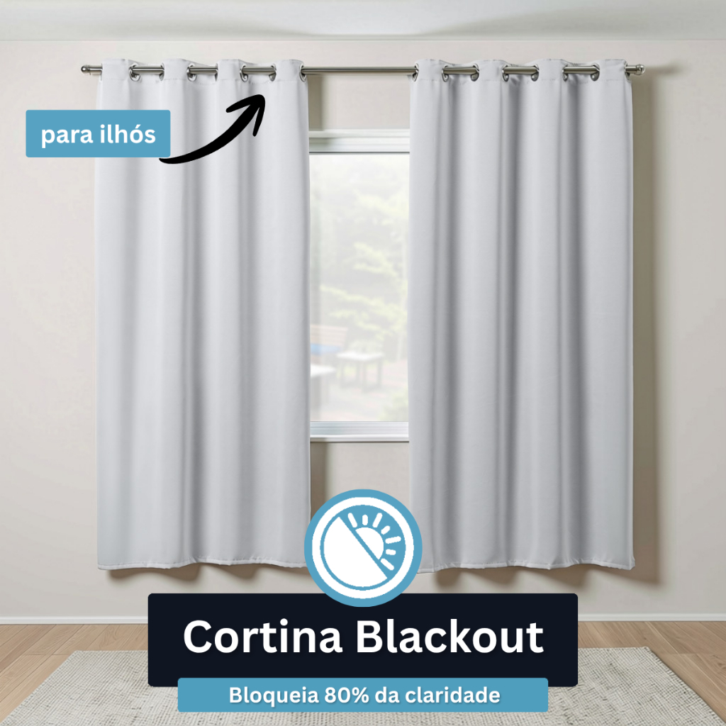 Cortina Blackout Corta Luz Tecido Premium 2,20x1,30 Para Ilhós/Varão