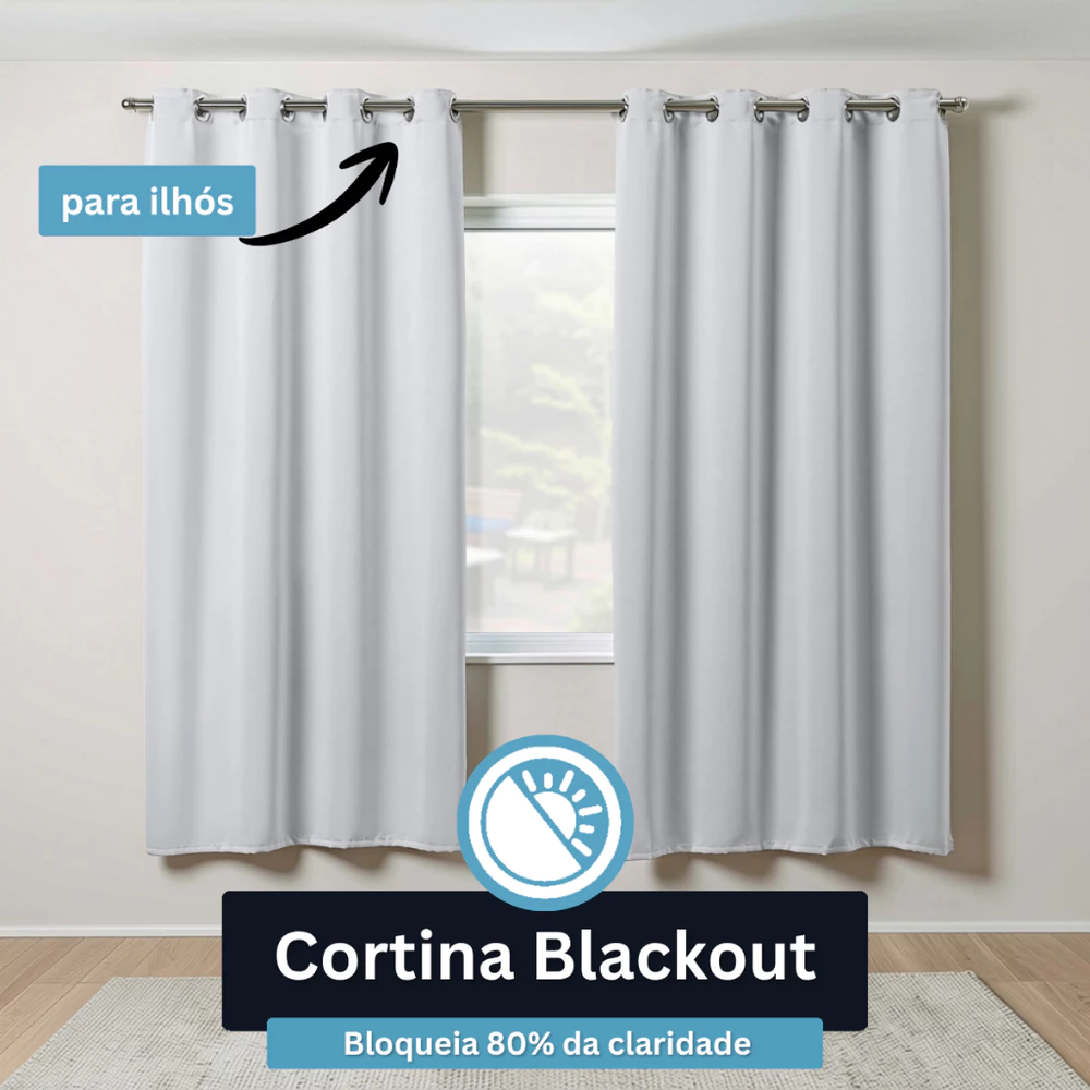 Cortina Blackout Corta Luz Tecido Premium 2,20x1,30 Para Ilhós/Varão