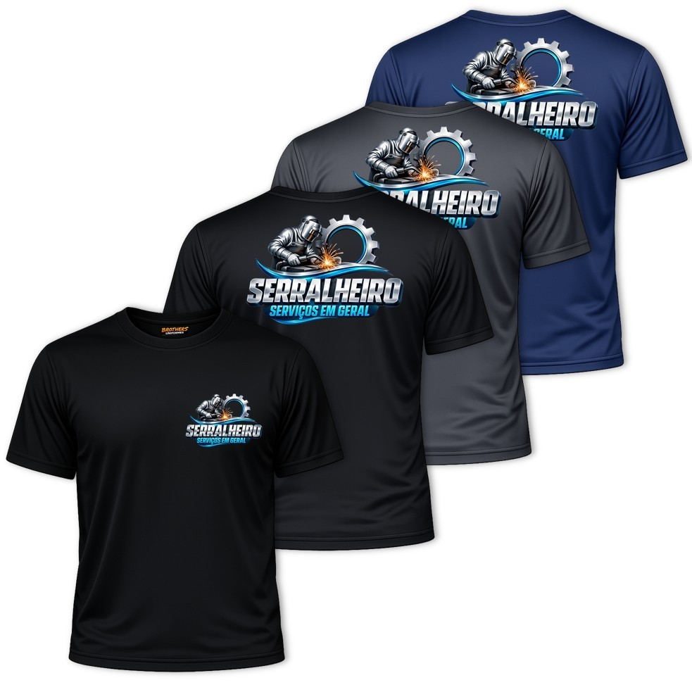 KIT COM 3 Camisas Camisetas Masculinas Uniforme Profissional SERRALHEIRO Serralheria Soldador Metalúrgico Solda Dry Fit