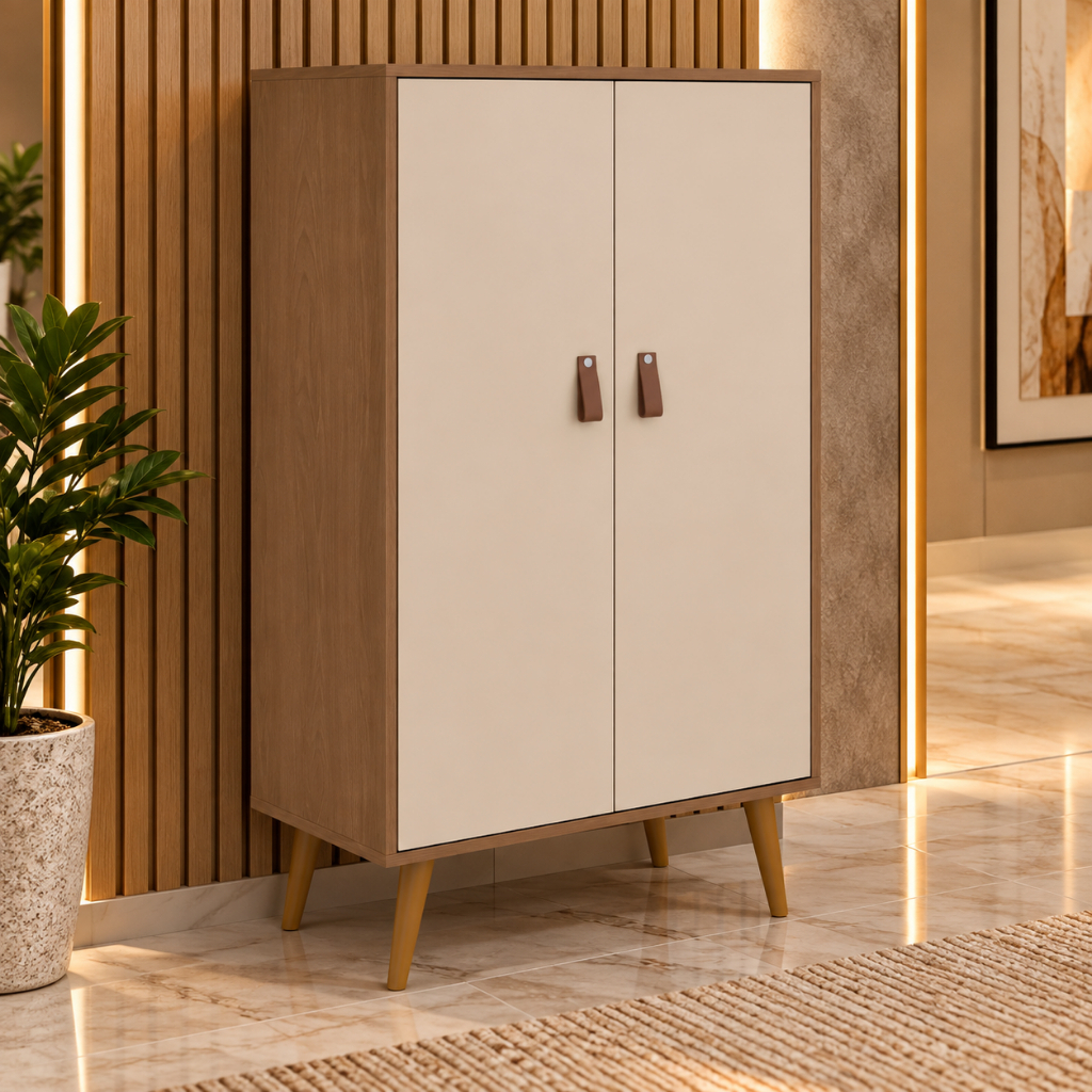 Armário Multiuso Flex 2 Portas Com Prateleiras Organizadora Sapateira Vertical Hall De Entrada