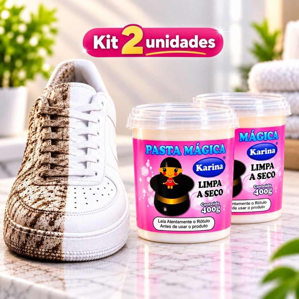 Kit 2 Creme para Limpeza Tênis Branco Removedor de Sujeira Em Pasta Limpeza Seca de Calçados