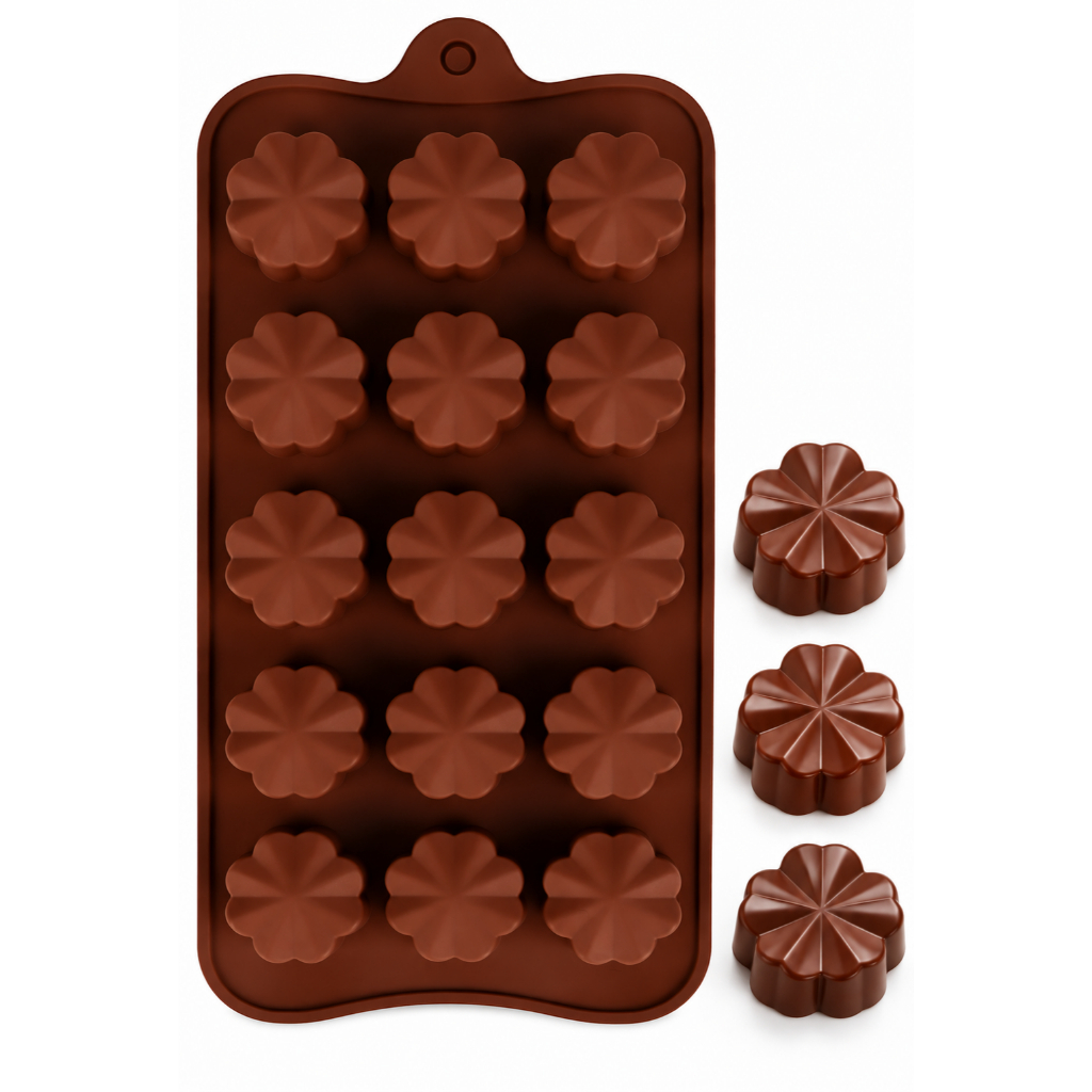 Forma em Silicone Antiaderente Para Chocolate Doces e Bombons Molde Florzinha 22x11cm (FT458)