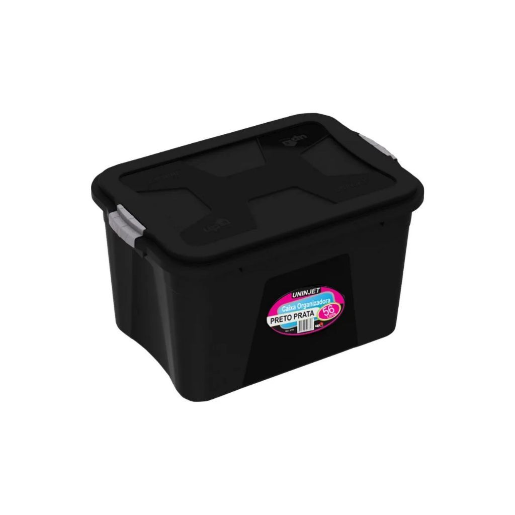 Kit 2 Caixa Organizadora Com Travas Multiuso Design Moderno Prático Empilhavel