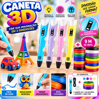 Caneta 3D Impressora Infantil Pintura Desenho 3D DIY Refil Filamento Plástico Seguro Para…