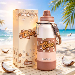 MODUS Garrafa Térmica 950ml Aço Inoxidável 304 Portátil Antivazamento Tampa Abertura Toque Quente/Frio Livre de BPA