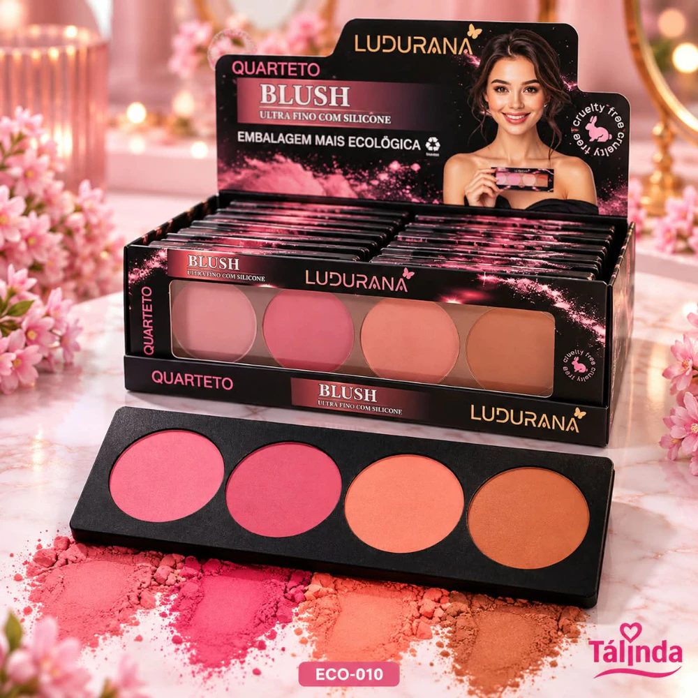 Quarteto De Blush Ultrafino Com Silicone Ludurana - Nova Embalagem Ecológica ECO-010