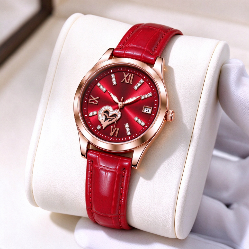 RUIXINE Relógio Feminino Quartzo Pulseira Couro Com Cristais Fashion Clássico Elegante Delicado Premium Social