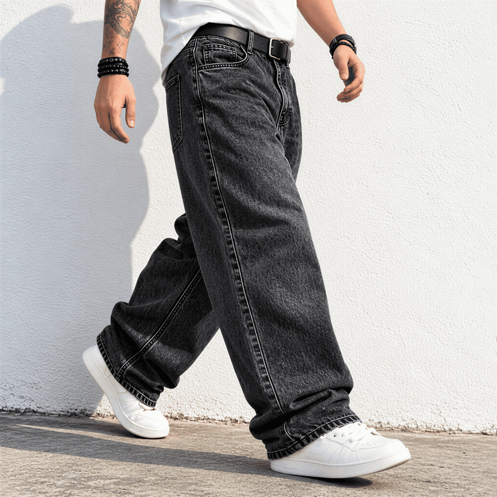 Calça Balão Jeans Masculina Baggy Boca Larga Streetwear  Skatista Oversized Moda Urbana Calça Jeans Larga Cintura Alta