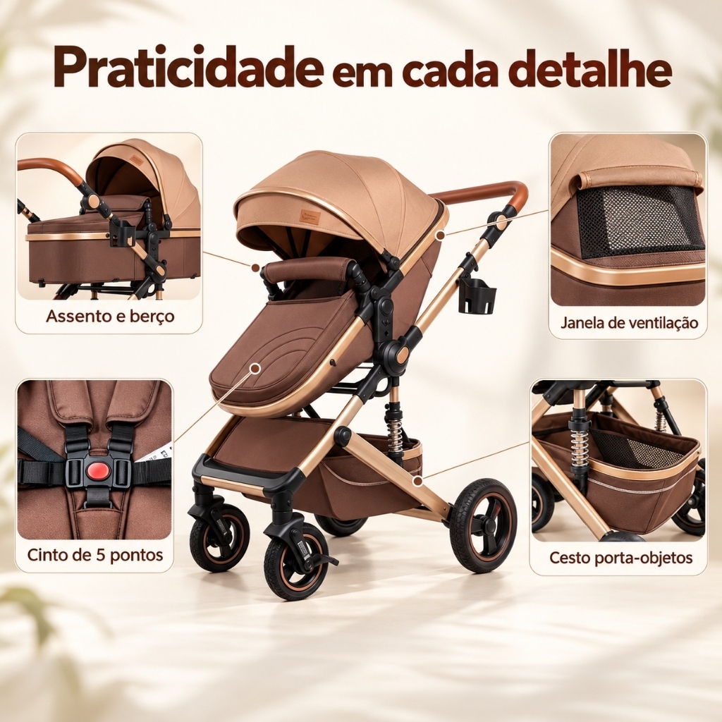Carrinho de Passeio Infantil com Alça Reversível (System) – Para Bebês até 15 Kg -P7 · foto 2
