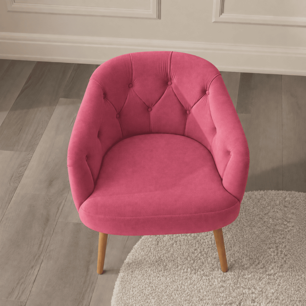 Poltrona Rubi Decorativa Veludo Detalhe Capitonê e Pés em Madeira Sala Estar Quarto - AV MOVEIS · foto 2