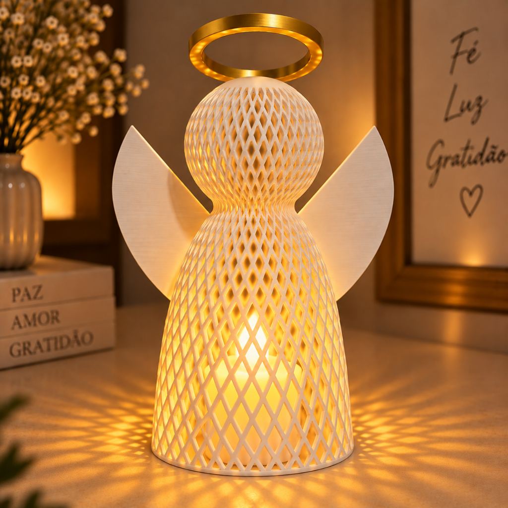 Anjo de Natal decorativo com/sem Vela LED, Luminária, Decoração Natalina - Presente - Batizado - Anjo da Guarda