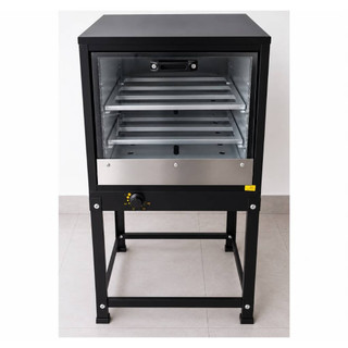 Forno Industrial Glp Cavalete 60 Litros Porta De Vidro Inox A Gas Preto Com 2 Grades